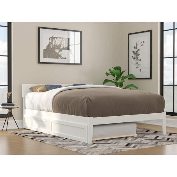 AFI Boston White Queen Bed with Twin Extra Long Trundle