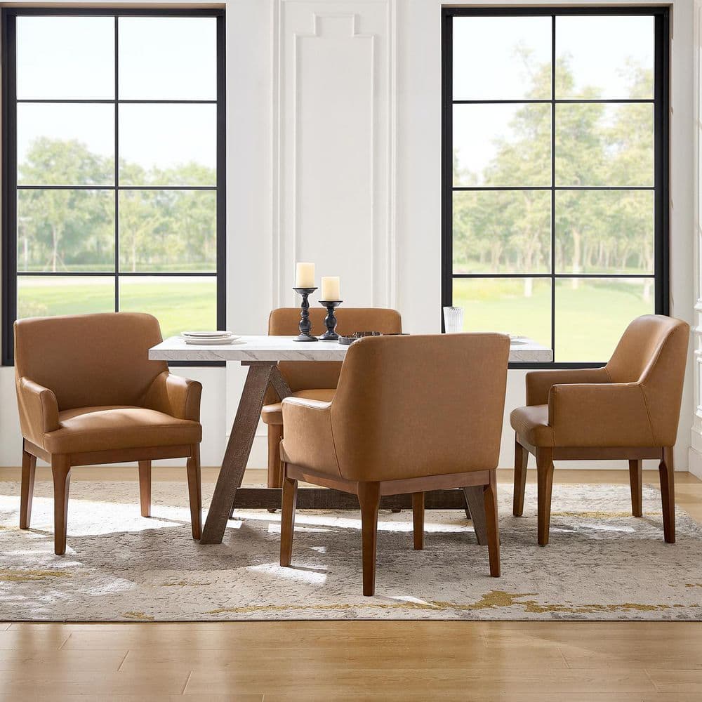 JAYDEN CREATION Theodore Camel Faux Leather Dining Chair with