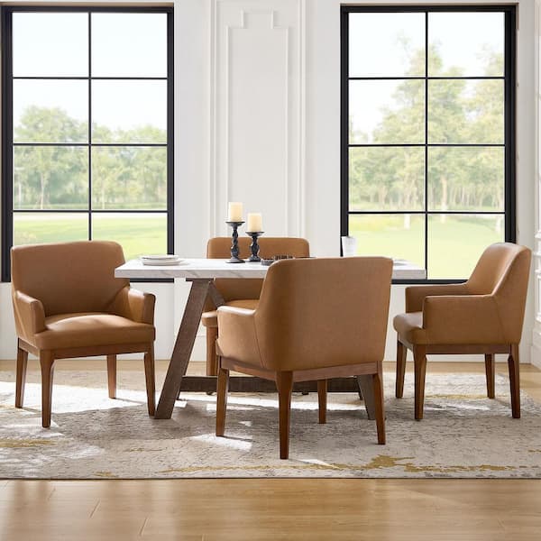 JAYDEN CREATION Theodore Camel Faux Leather Dining Chair with