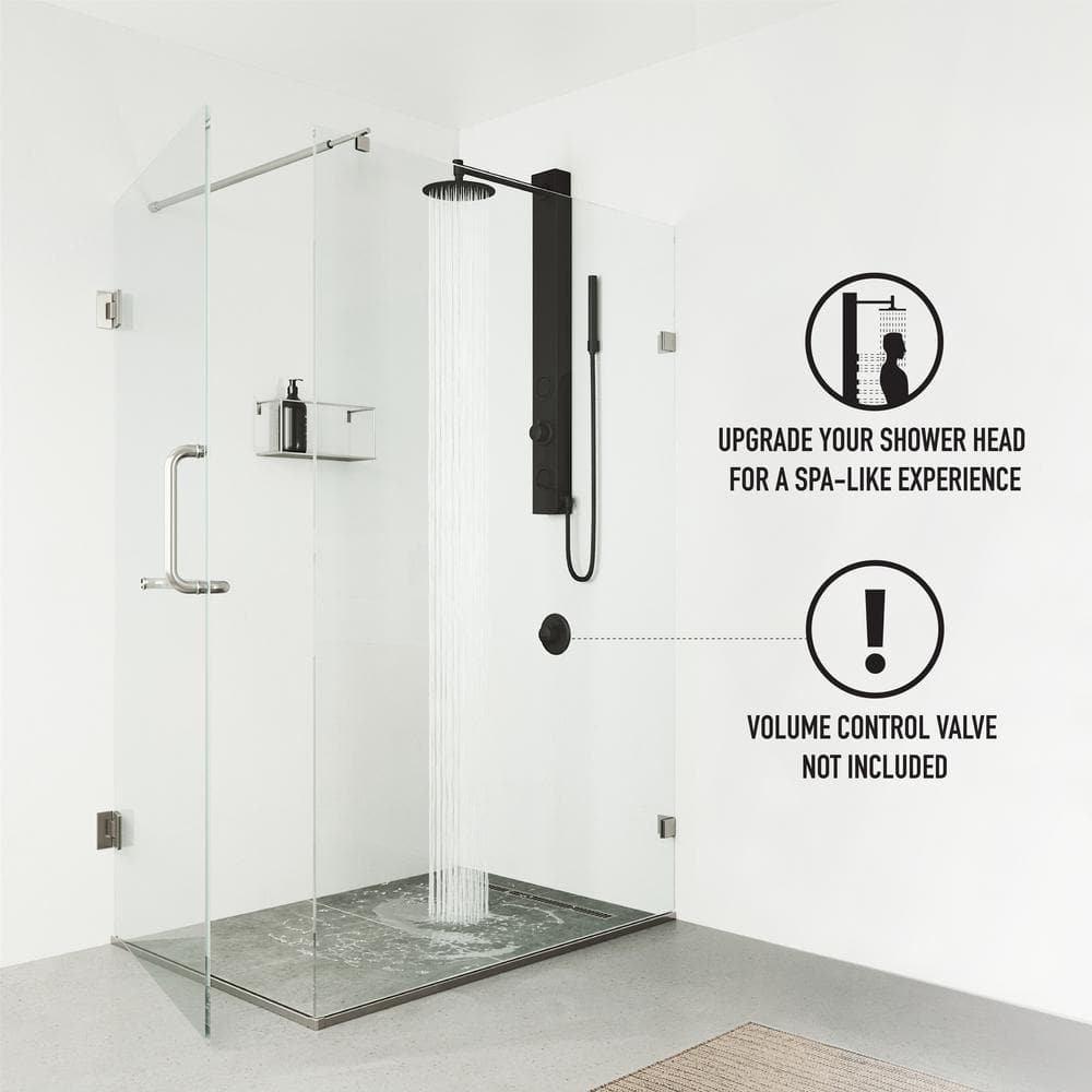 Gardenia 39" Matte Black Aluminum Shower Panel with Hand Wand