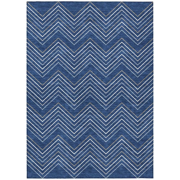 Chantille Machine Washable Indoor/Outdoor Abstract ACN2391 Navy 3 ft. x 4 ft. Area Rug