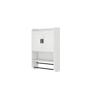 21.65 in. W x 7.48 in. D x 32.48 in. H Bathroom Storage Wall Cabinet with Adjustable Shelf, Towel Bar in White