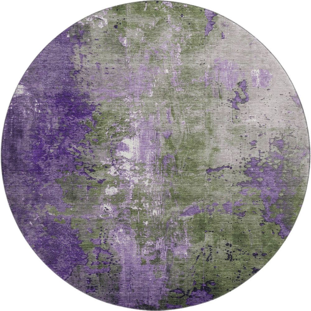 Mayfield Premium Machine Washable Abstract AMF1870 Olive 8 ft. x 8 ft. Round Rug price history on PriceWatchPro