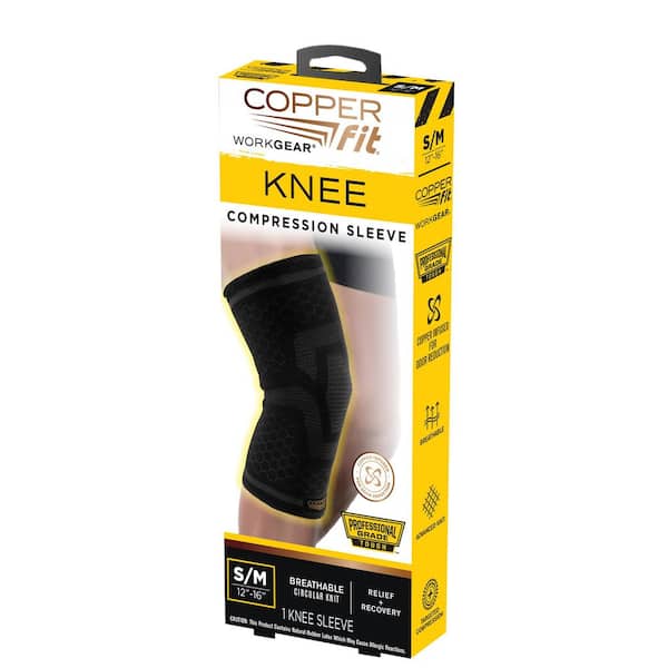 Copper Fit Elite Knee Compression Sleeve Knee Brace 2-Pack, Black (S/M)  12-16