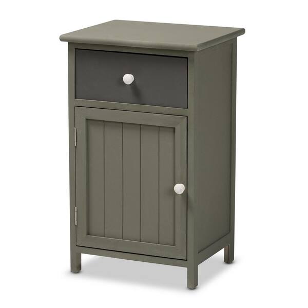 Baxton Studio Jorah Grey and White Tallboy Storage Cabinet with 4