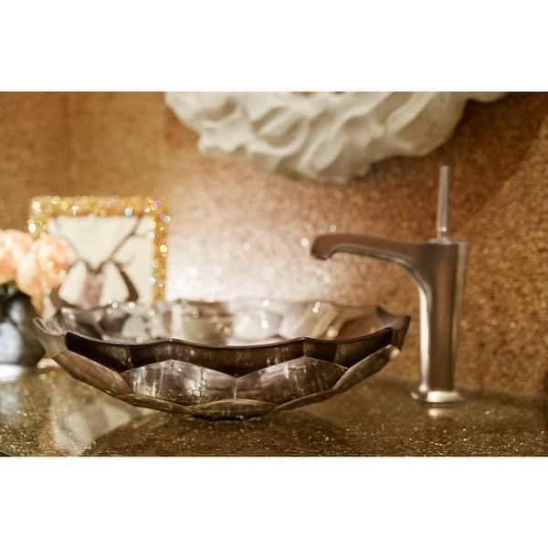 KOHLER Briolette 17.5 in. x 17.5 in. Vessel Bathroom Sink in Translucent Dew Glass