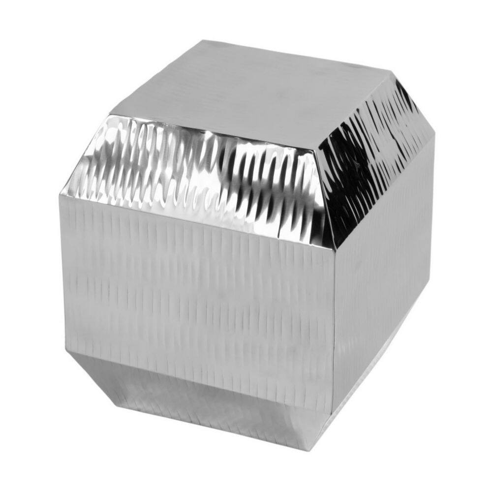 16 in. Silver Square Metal End Table