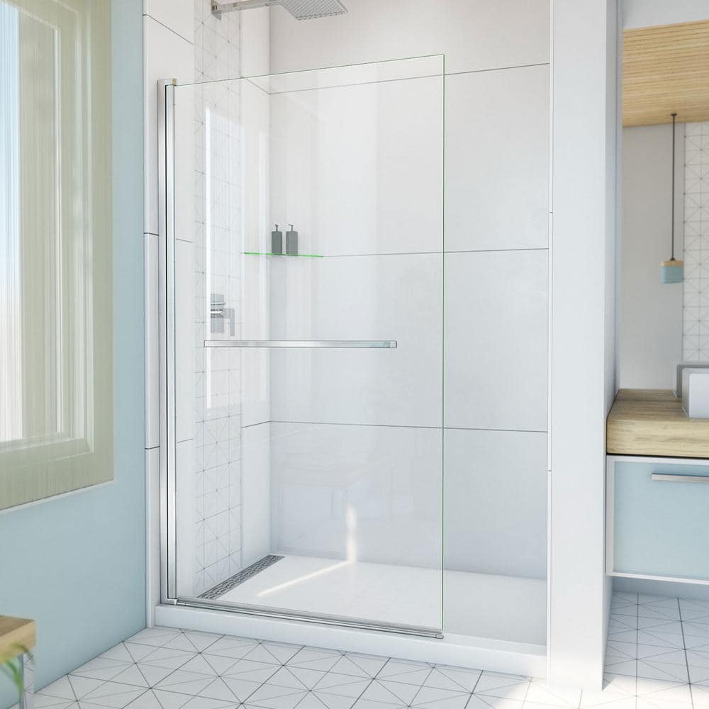 Aqua-Q Frameless Chrome 72" Shower Door with Towel Bar