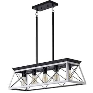 5-Light Black Farmhouse Chandelier for Kitchen, Living Room, Dining Room with No Bulbs Included