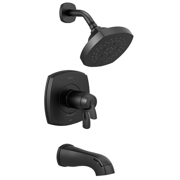 Delta Stryke TempAssure 1-Handle Wall Mount 5-Spray Tub and Shower Faucet Trim Kit in Matte Black (Valve Not Included)
