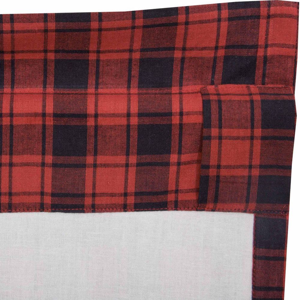 Chili Pepper Red Plaid Cotton Rod Pocket Window Panels, 63" Length