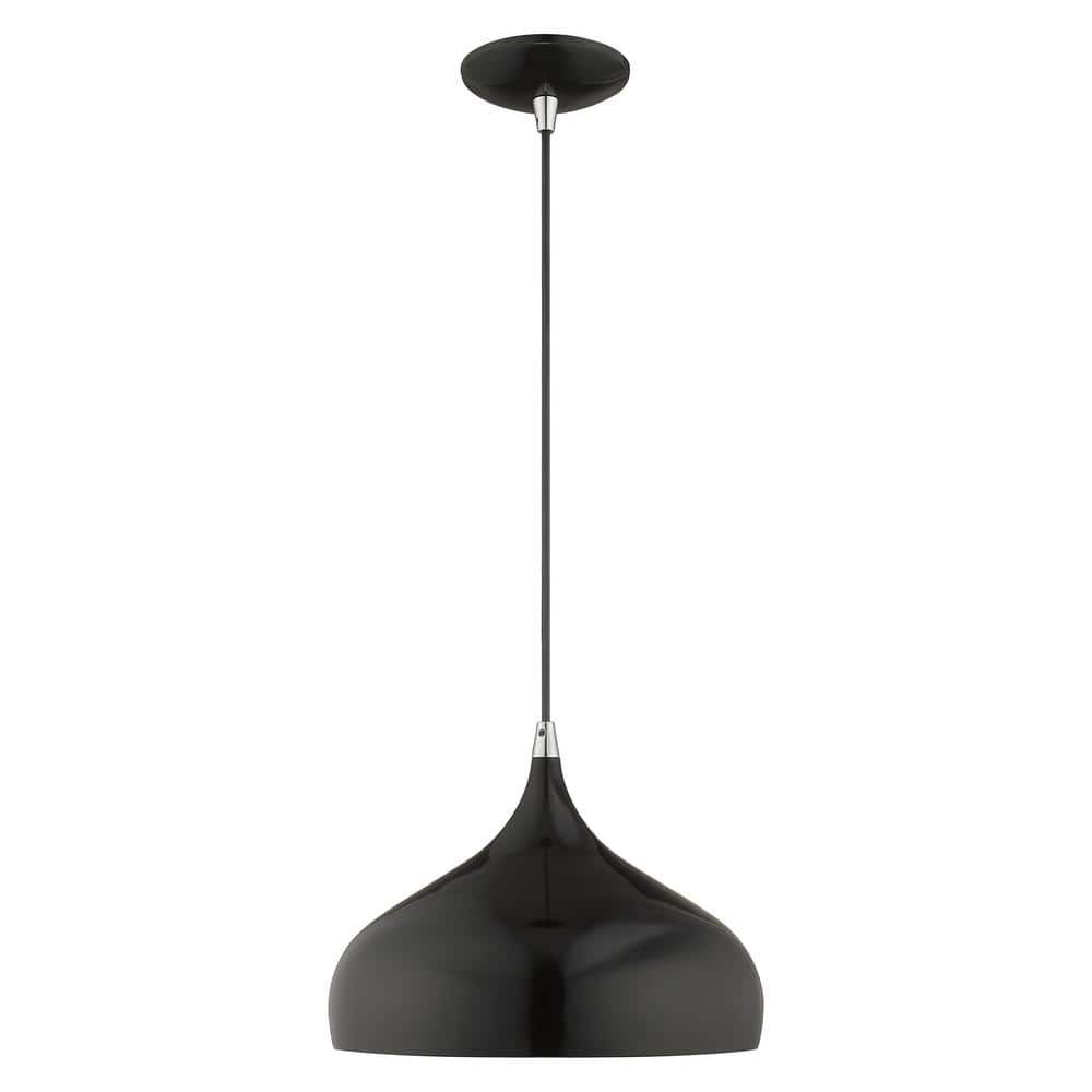 Sleek Shiny Black Mini Pendant with Gold Interior Finish