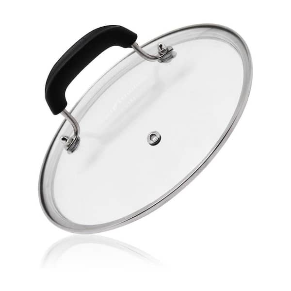 Tempered Glass Universal Pan Lid 8.5 Inch Stainless Steel Rim Steam Vent Heat Resistant Handle for Pots Skillets