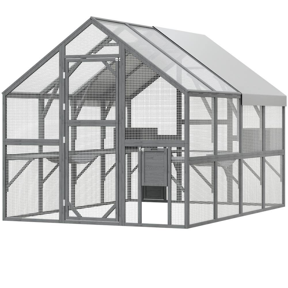 Have a question about FUFU&GAGA Large Wooden Outdoor Cat House, Cat Run