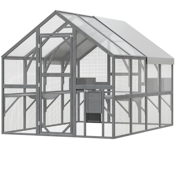 Reviews for FUFU&GAGA Large Wooden Outdoor Cat House, Cat Run Enclosure