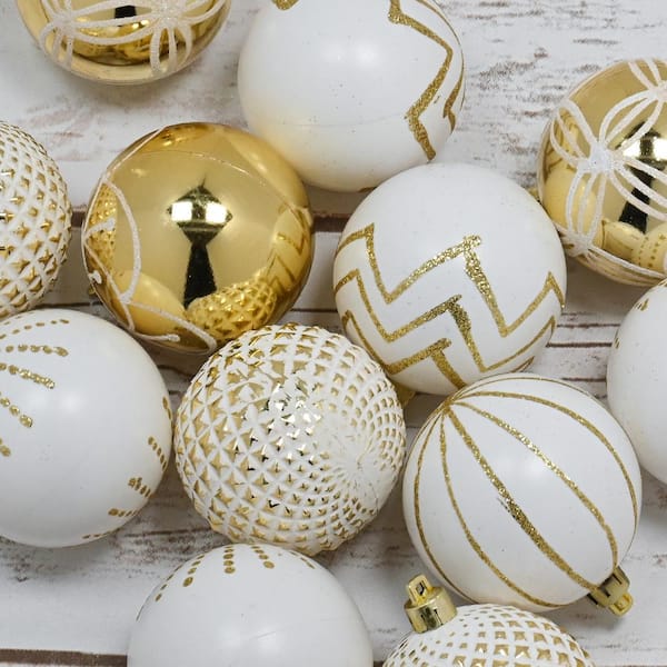Red and Golden Tiny Christmas Ornaments In Assorted Styles Set of 50 Pcs