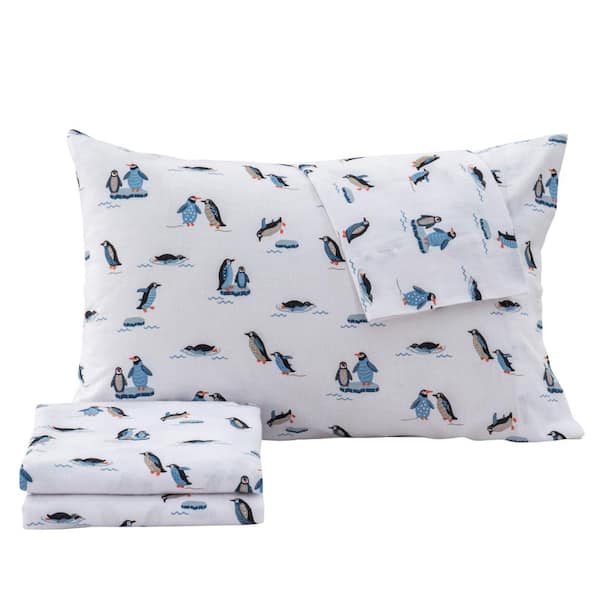 FRESHFOLDS 3-Piece Multi-Colored Printed 100% Turkish Cotton Twin Premium Flannel Sheet Set