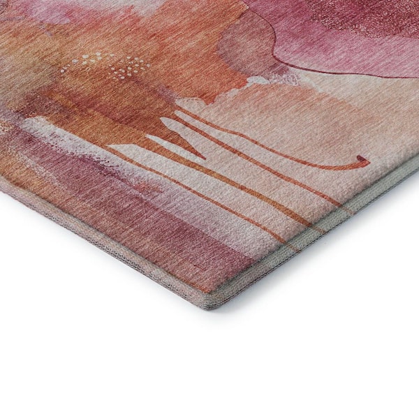 Mayfield Premium Machine Washable Abstract AMF2019 Pink 2 ft. x 3 ft. Accent Rug
