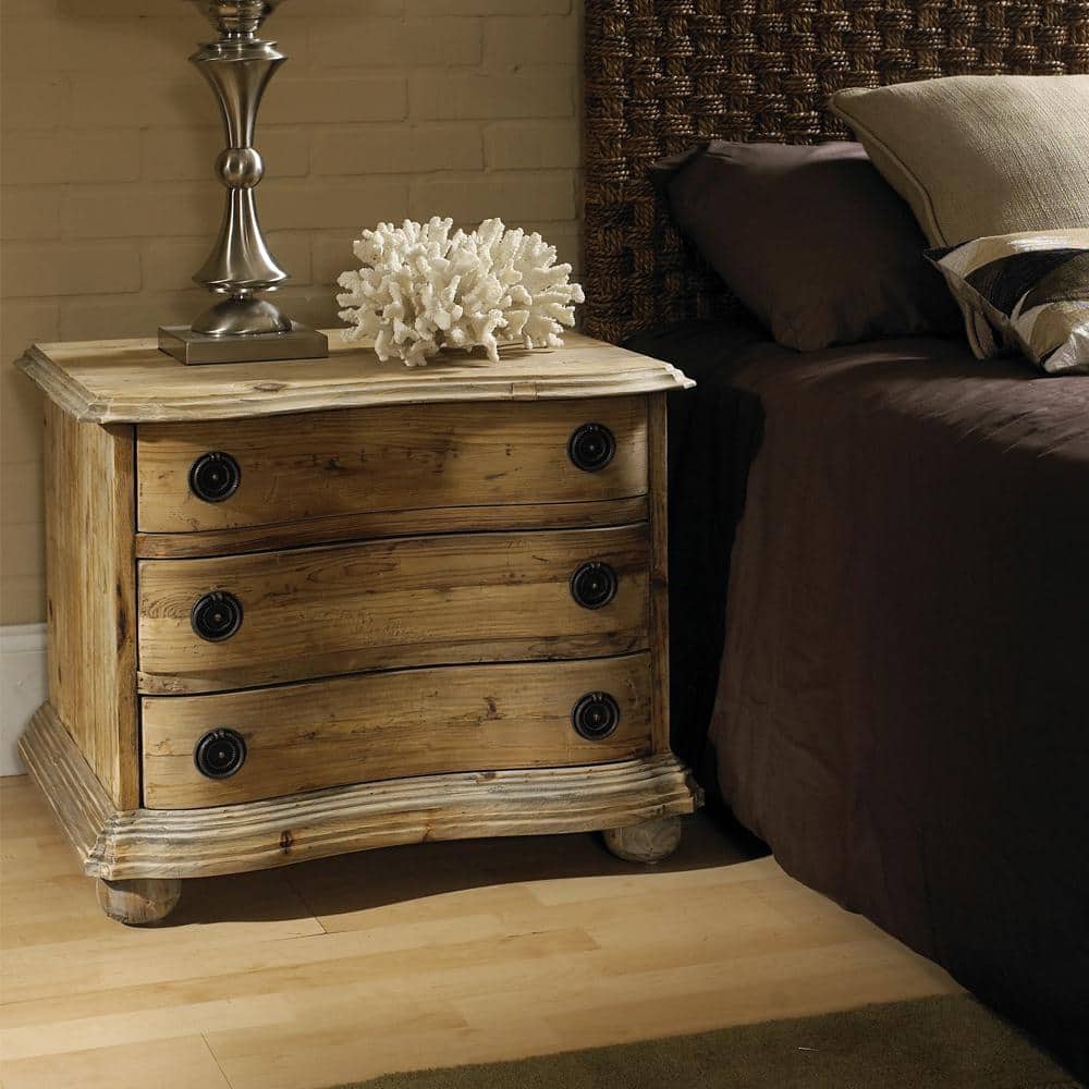 Padma's Plantation 3-Drawer Natural Salvaged Wood Nightstand 30 in. H x ...