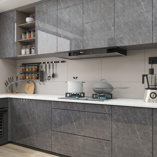 Grey Contact Paper Peel and Stick Wallpaper Roll Self Adhesive Wallpaper for Furniture Decorative, 15.75 in. x 393.7 in.