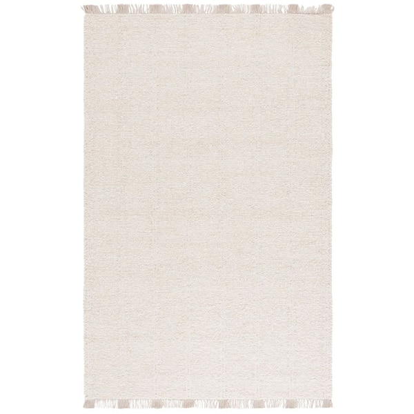 Manhattan 8 ft. x 10 ft. Ivory Solid Color Distressed Area Rug