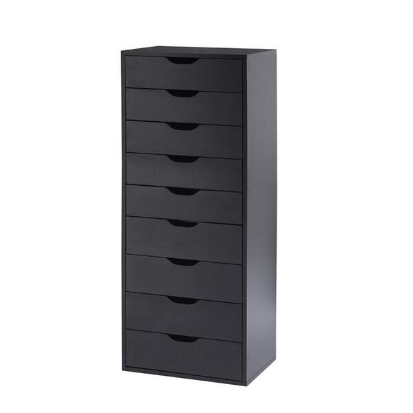 Homestock Black 9-Drawer Office Storage Cabinet