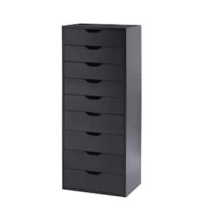 Black, 9-Drawer with Shelf, Office File Cabinets Wooden File Cabinets for Home Office Lateral File Cabinet