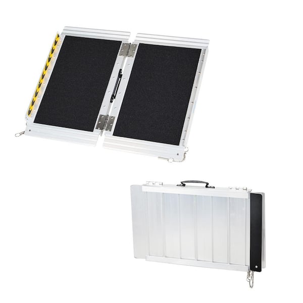 2 ft. Portable Aluminum Folding Ramp Suitable Compatible with Wheelchair Mobile Scooters Steps Home Stairs Doorways