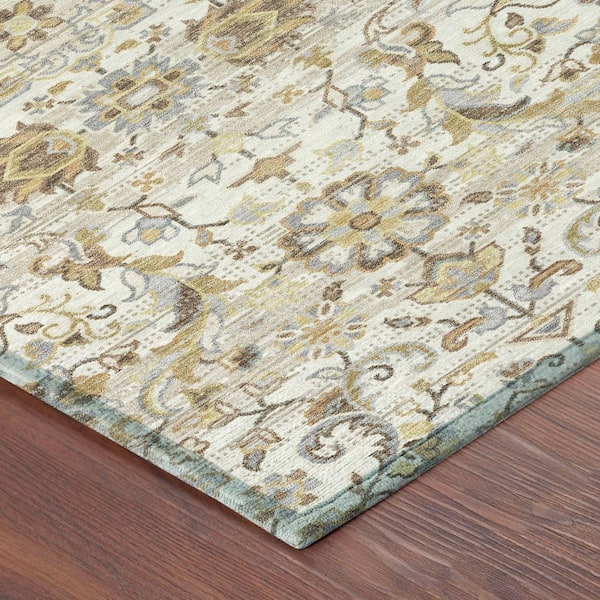 Chantille Machine Washable Indoor/Outdoor Abstract ACN2485 Ivory 2 ft. x 7 ft. Runner Rug