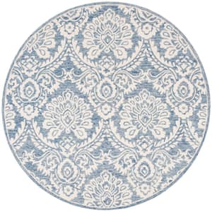Blossom Blue/Ivory 6 ft. x 6 ft. Round Floral Area Rug