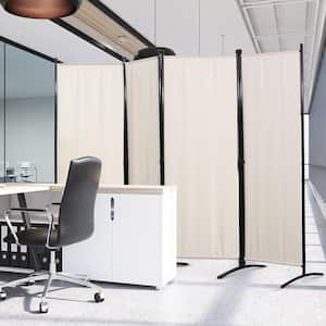 5.6 ft. Tall White 4-Panel Privacy Screen Folding Room Divider Freestanding with Iron Frame