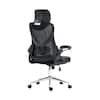 Three-quarter rear view of the Techni Mobili ergonomic office chair in black
