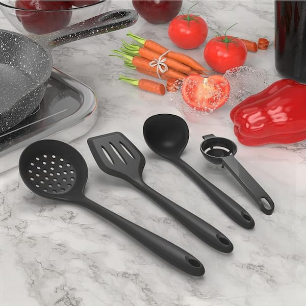 Silicone Kitchen Utensils Set 15-Piece Nonstick Cookware Safe, Heat Resistant, Dishwasher Safe, BPA Free, Food Grade