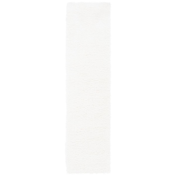 Shag 2 x 17 White Solid Runner Rug