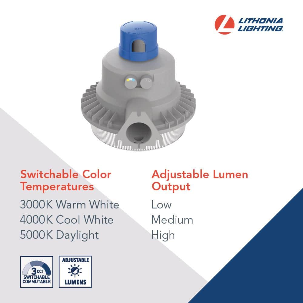Lithonia Lighting 175-Watt Equivalent Integrated LED Gray Area Light with Switchable Color Temperatures