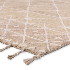 Nikki Chu Rhea Tan/Ivory 9 ft. x 12 ft. Trellis Handmade Area Rug