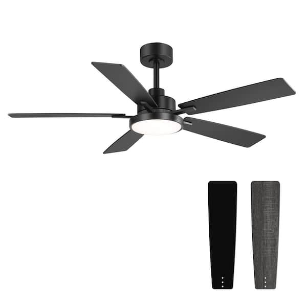 Mitch 52 in. Integrated LED Indoor Black Ceiling Fans with Light and Remote Control