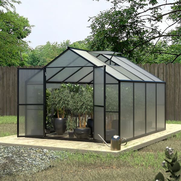 VEIKOUS 8 ft. W x 8 ft. D Polycarbonate Walk-In Greenhouse for