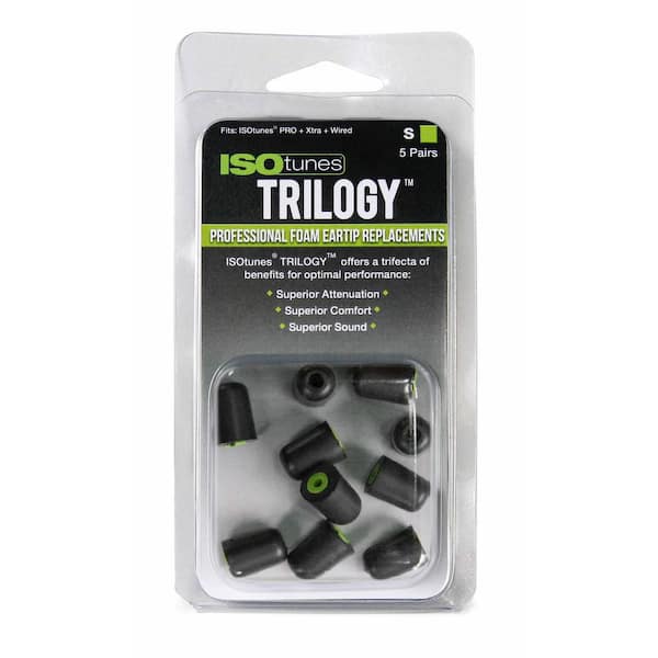 TRILOGY Small Foam Replacement Hearing Protection Eartips for ISOtunes FREE, PRO, XTRA, and WIRED models, 5 Pair Pack
