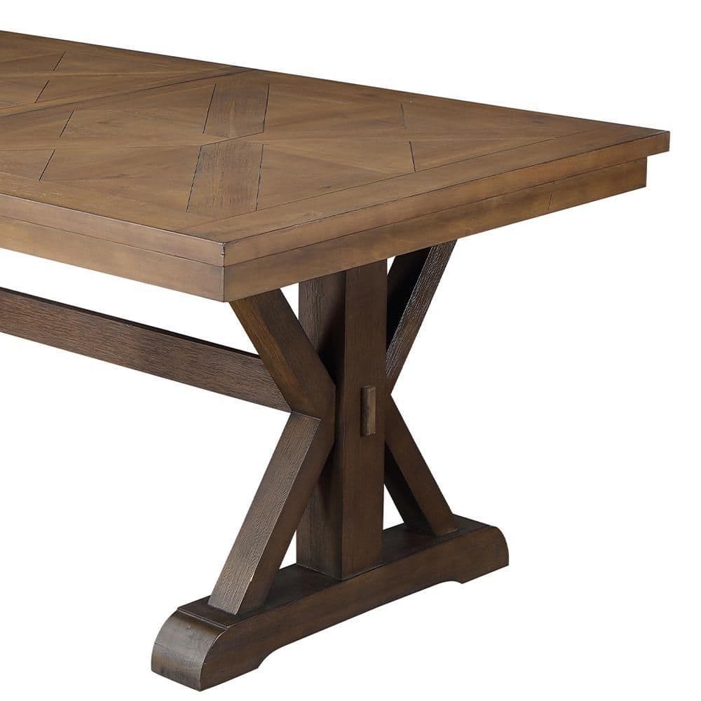 Pascaline 72-96" Extendable Rustic Brown and Oak Dining Table
