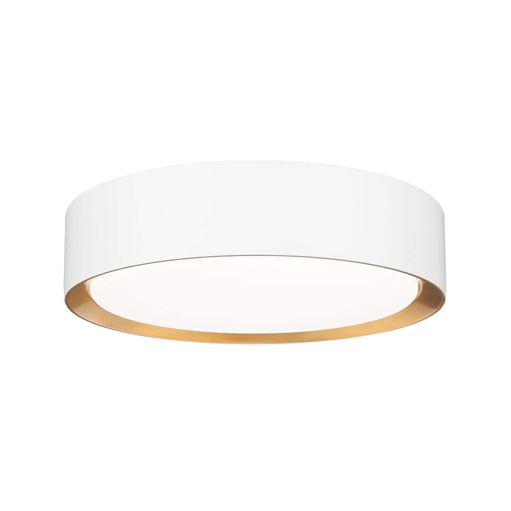 Kawan 12 in. Matte White Plus Modern Gold Flush Mount with Acrylic Shade an