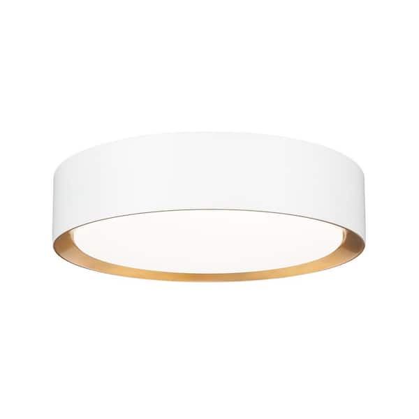 Unbranded Kawan 12 in. Matte White Plus Modern Gold Flush Mount with Acrylic Shade and no bulbs
