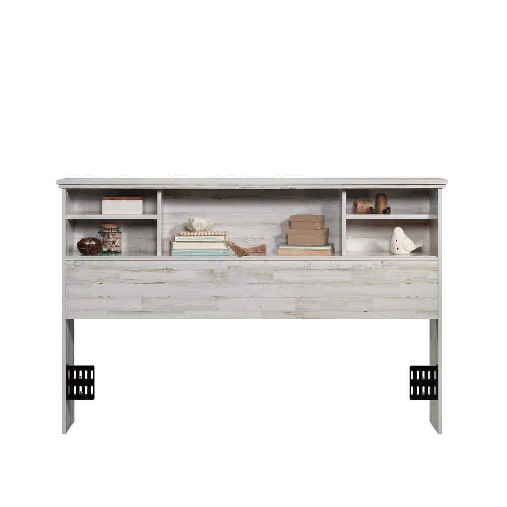 Full/Queen White Plank Wood Headboard with Storage