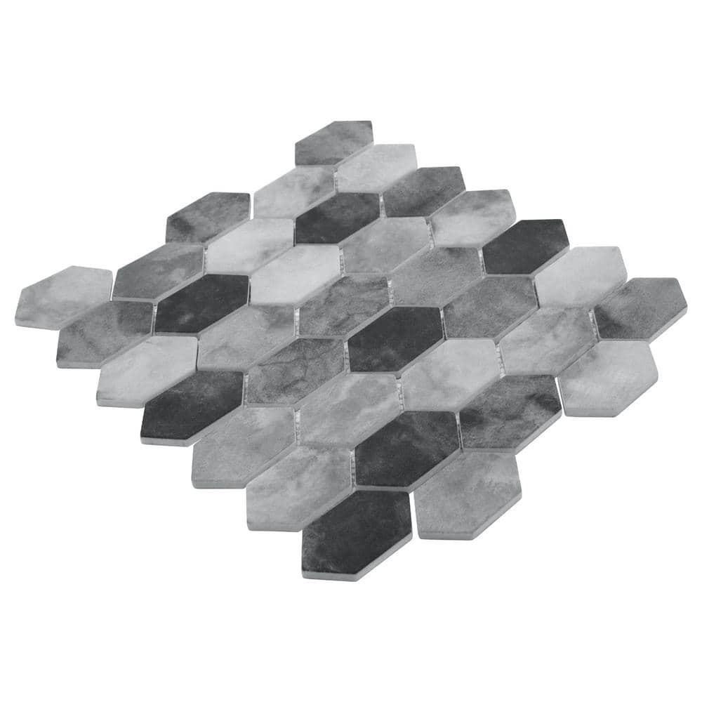 Gray Hexagonal Recycled Glass Mosaic Floor and Wall Tile