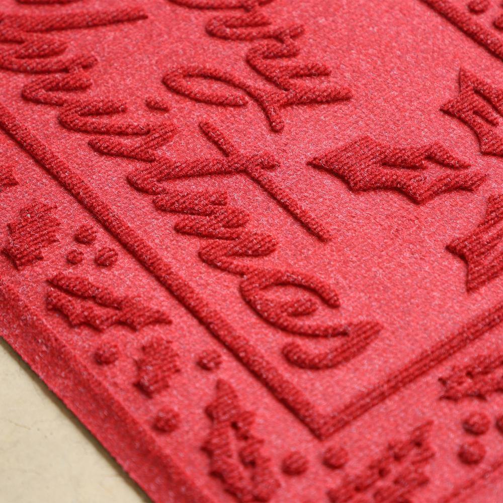 Red Polypropylene Merry Christmas Outdoor Doormat