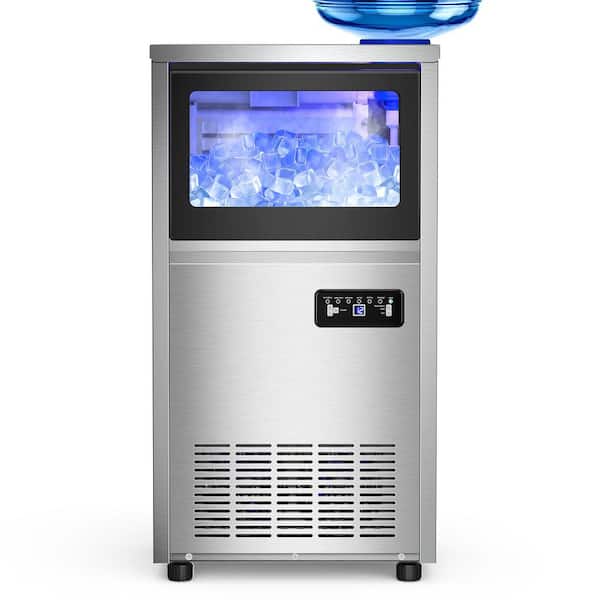 14.6in.140 lbs./24H Half Size Cube Commercial Built-in/Freestanding Ice Maker in Stainless Steel With 30lbs Storage bin