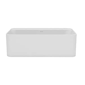 67 in. x 31 in. Freestanding Stone Resin Solid Surface Rectangular Soaking Bathtub in Matte White