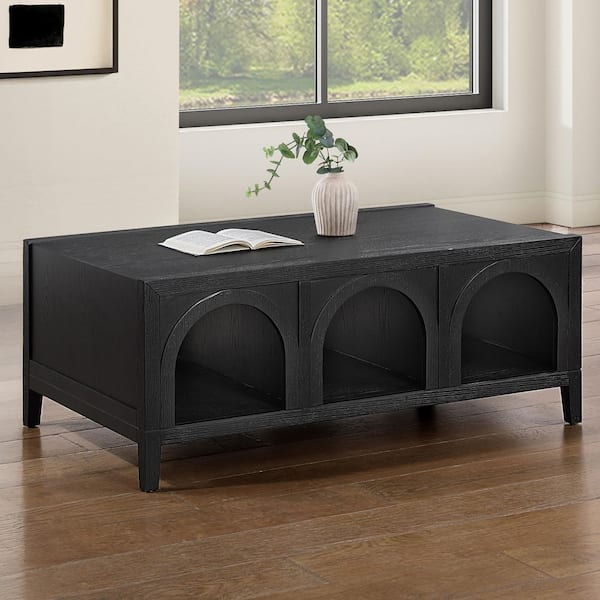 Steve Silver Fitzgerald 48 in. Black Rectangle Wood Coffee Table