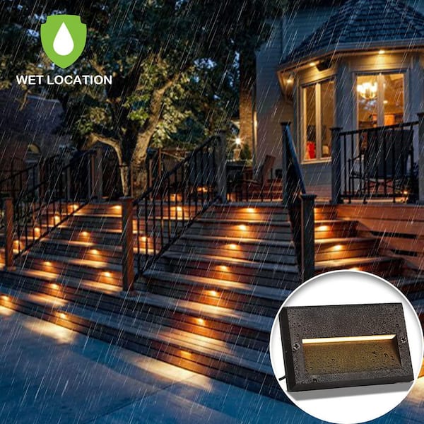 Adrinfly - 6-Pack Die-Cast Aluminum Low Voltage LED Landscape Deck Light 3-Watt 49LM 12-Volt Outdoor Step Stair Lighting
