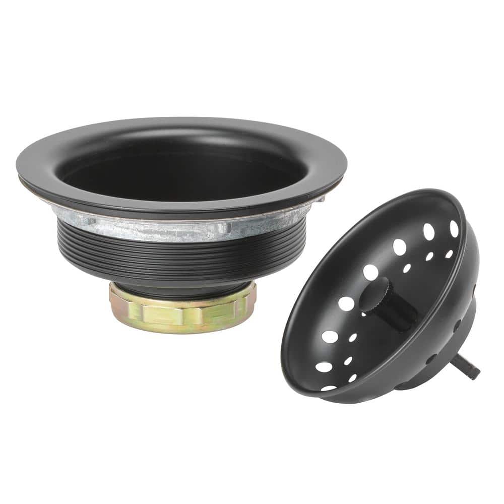 Durable Sink Strainer w/ Rolled Edge Fixed Post Basket for Black Composite Sinks